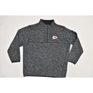 Antigua Men's Kansas City Chiefs Black Quarter Zip Fleece Pullover Big Size 2XL